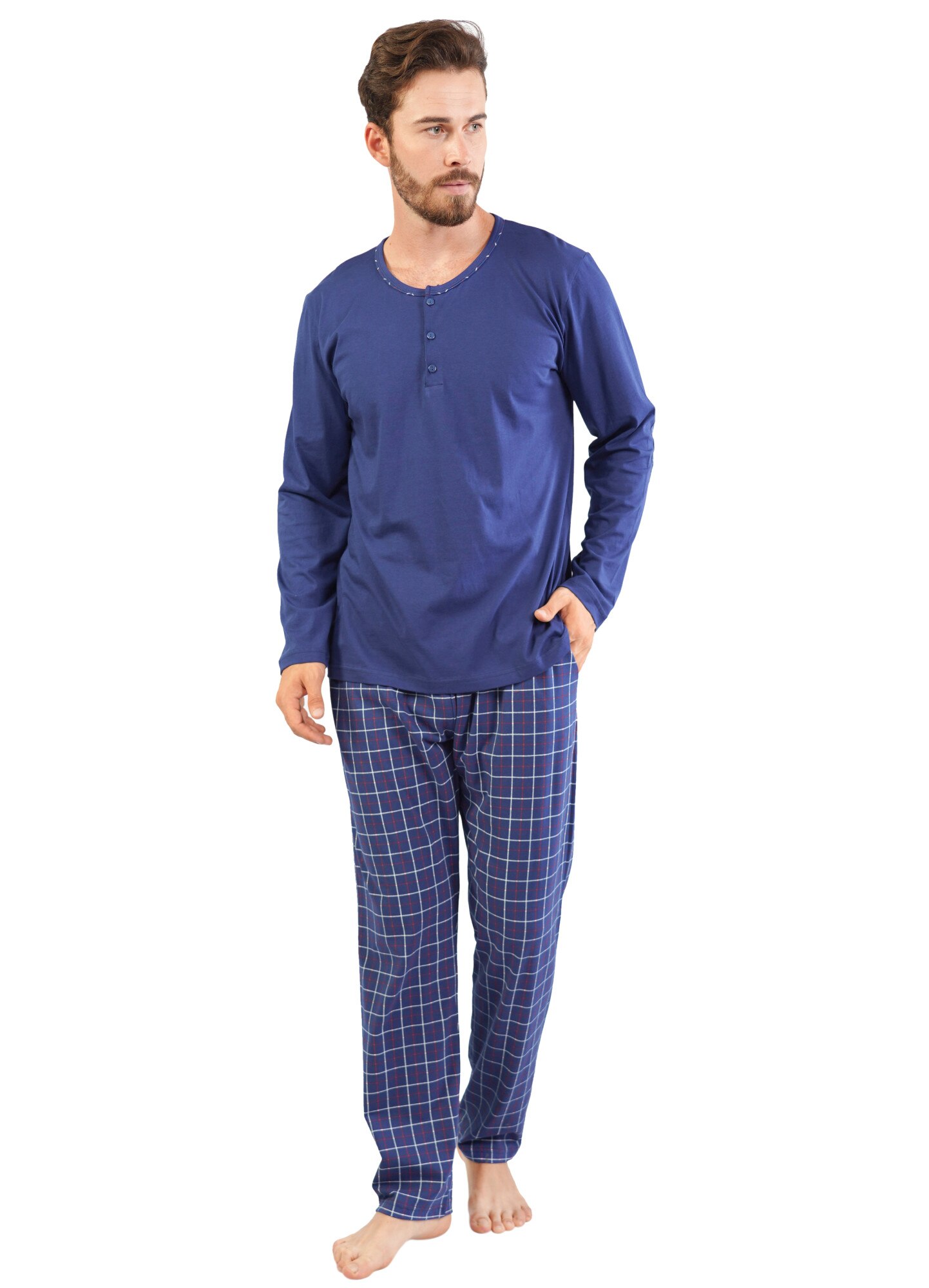 Pijama barbati Gazzaz by Vienetta, model Moonscape, bleumarin, Bleumarin