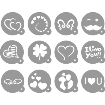 Set 12 Mini Sabloane, Party Wedding Love, diam: 14cm / buc, Refolosibile, SP128 Set 12 Mini Sabloane, Party Wedding Love, diam: 14cm / buc, Refolosibile, SP128