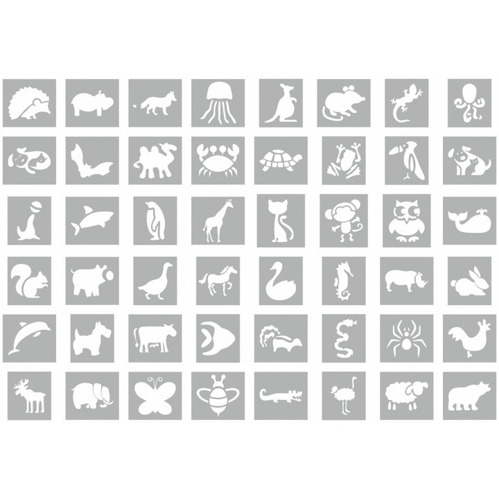 Sablon 48 modele 10x9cm/buc grosime 0.5mm KIDS Animals Refolosibile, SP118
