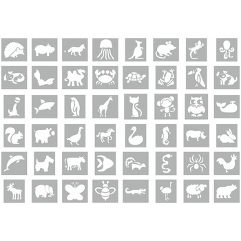 Sablon 48 modele KIDS Animals 10x9cm / buc, Refolosibile, SP118 Sablon 48 modele KIDS Animals 10x9cm / buc, Refolosibile, SP118