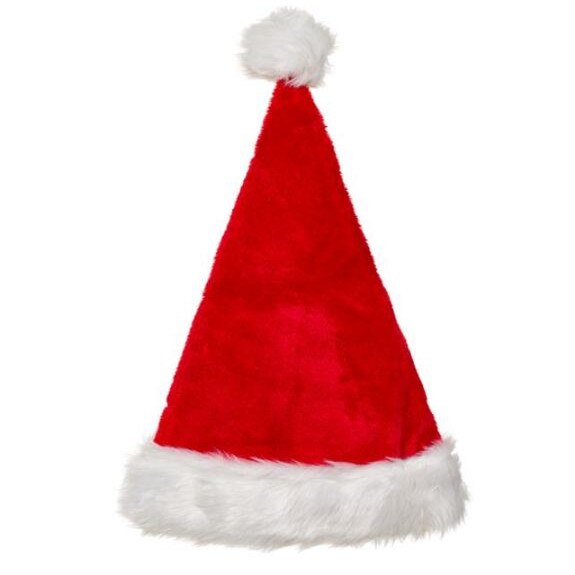 Caciula pentru Craciun, rosu/alb, catifelata, pentru adulti