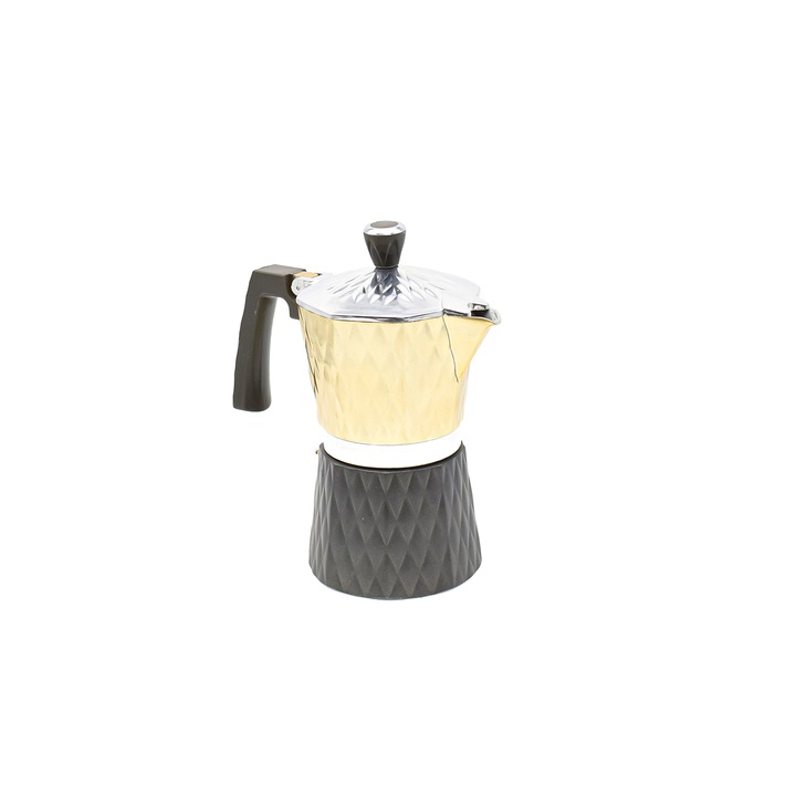 Cafetiera MOKA, 3 cafele, D3406, Auriu/Negru