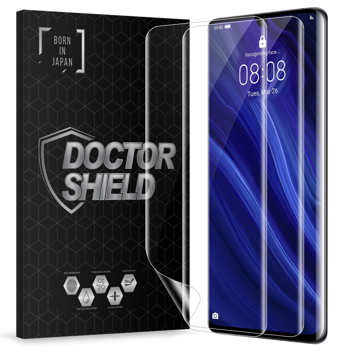 Set 2 Bucati, Folie Silicon Dr.Shield, Compatibil Huawei P30 Pro, Nano Repair, Protectie Profesionala Ecran, Full Cover