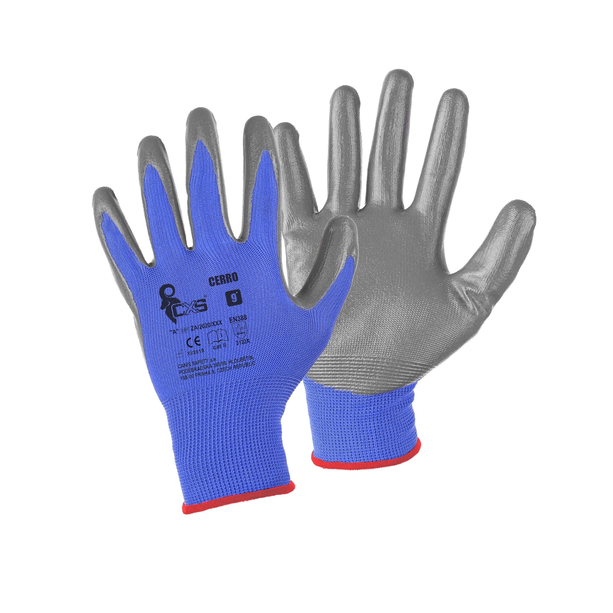 Set de 12 perechi de manusi de protectie din poliester cu nitril Cerro, marimea M