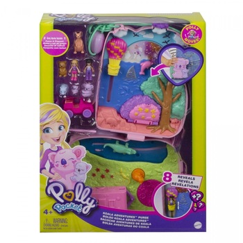 Set Mattel cu figurine Polly Pocket, Set de joaca compact pentru genti de mana Set Mattel cu figurine Polly Pocket, Set de joaca compact pentru genti de mana