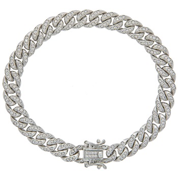 Bratara Argint Rodiat cu Zale si Cristale de Zirconiu 17cm lungime, 19cm lungime, 0.7cm latime Bratara Argint Rodiat cu Zale si Cristale de Zirconiu 17cm lungime, 19cm lungime, 0.7cm latime