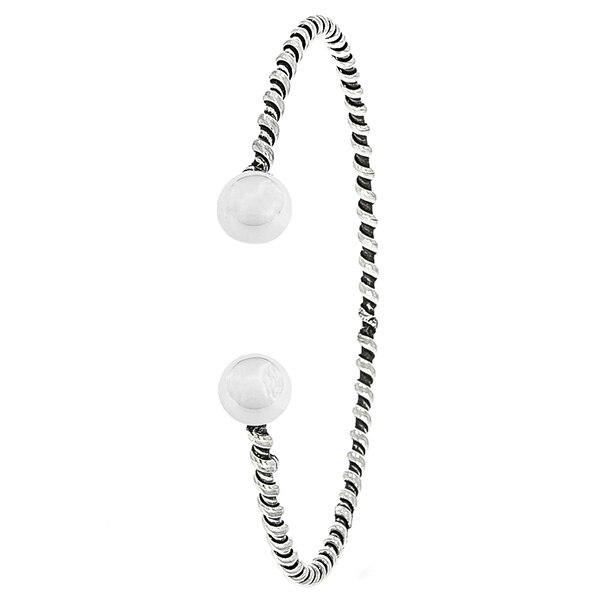 Bratara Argint Antichizat Model Rasucit cu Bile la Capete, 6cm, reglabila