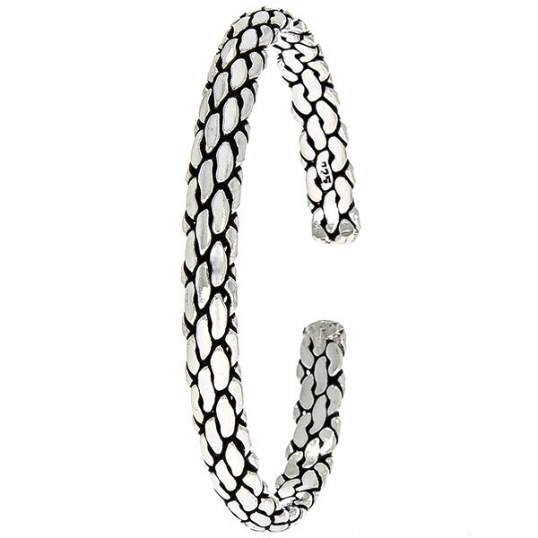 Bratara Argint Semi-Rigida Unisex Antichizata, 6cm diametru, reglabila