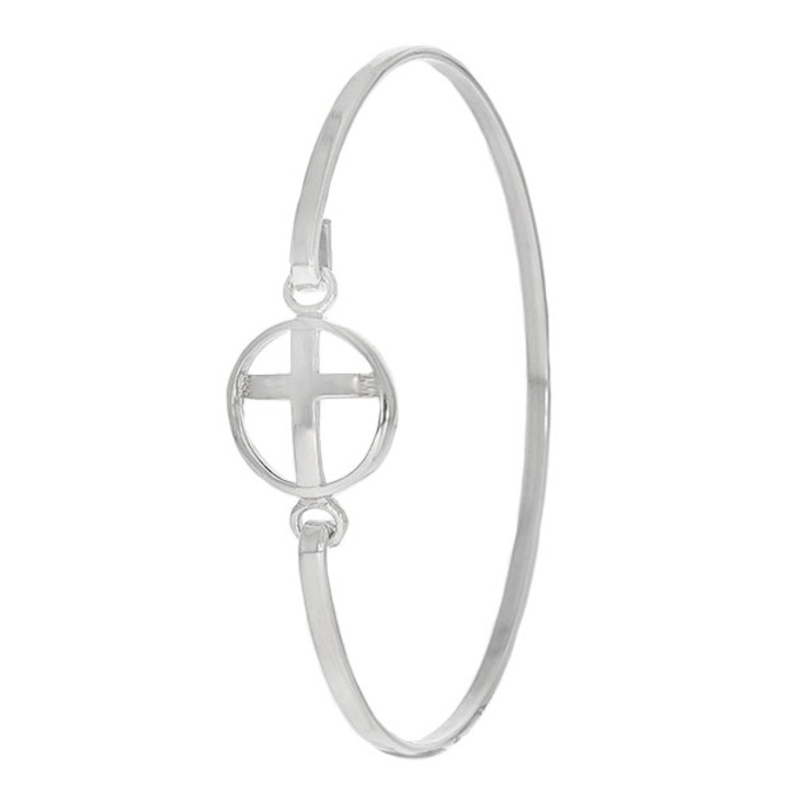 Bratara Argint Fixa cu Incuietoare Rotunda cu Cruce