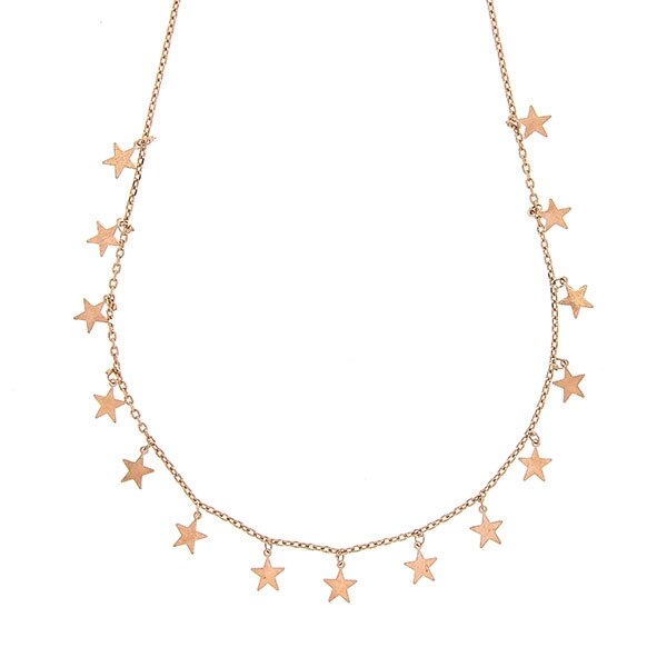 Lantisor Argint Placat cu Aur Rose cu Stelute, 45.5cm