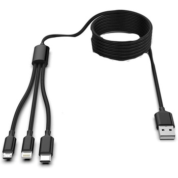 Cablu incarcare si date 3in1 microusb usb-c textil negru Cablu incarcare si date 3in1 microusb usb-c textil negru