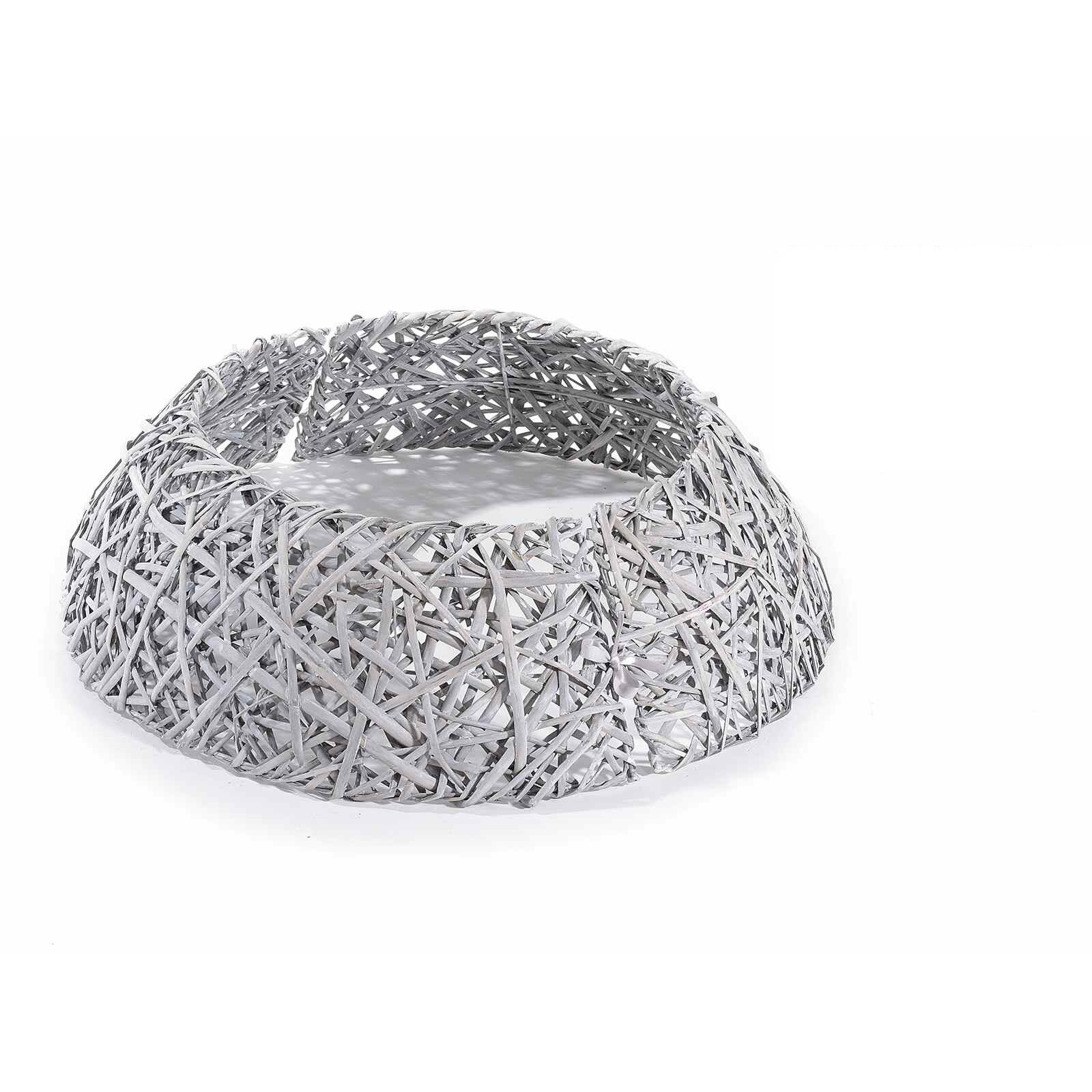 Cos decorativ din lemn pentru baza pomului de Craciun, argintiu, 60 x 18 cm