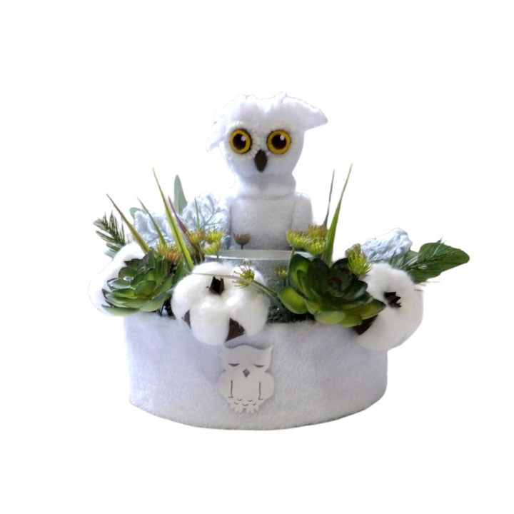 Fehér bagoly karácsonyi dekoráció