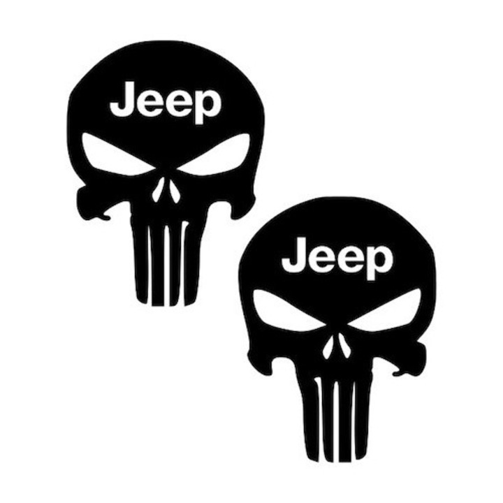 Set 2 stickere off-road, "Cap de schelet" Negru, 30 x 24 cm