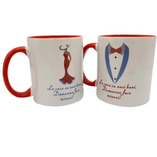 Set 2 Cani cu mesaj pentru nasi, La Casa cu Oameni Buni, Dumnezeu face Minuni , 330 ml