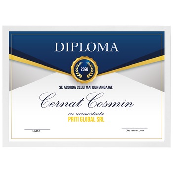 Tablou pentru cel mai bun angajat, Priti Global, Diploma personalizata cu an, nume, firma, data si semnatura, din lemn, Alb, A3, 30 x 42 cm Tablou pentru cel mai bun angajat, Priti Global, Diploma personalizata cu an, nume, firma, data si semnatura, din lemn, Alb, A3, 30 x 42 cm