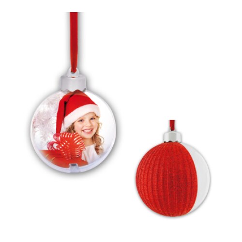 Glob cu spate rosu 3D, personalizat cu fotografie, 10 cm