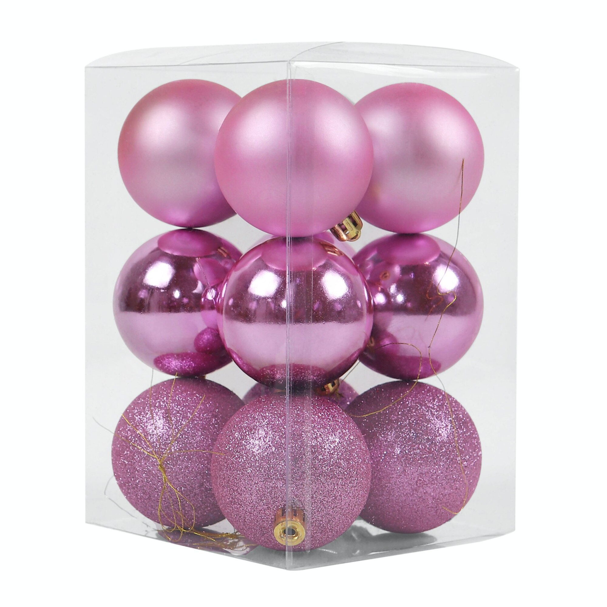 Set 12 globuri Craciun, roz, diametru 6 cm, N3/6012AB