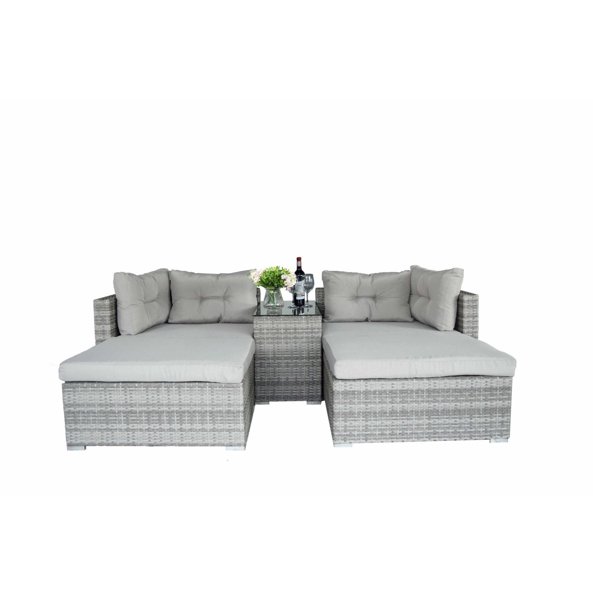 Set mobilier gradina/terasa Grey, canapea, 2 tabureti, masa, ratan, gri - eMAG.ro