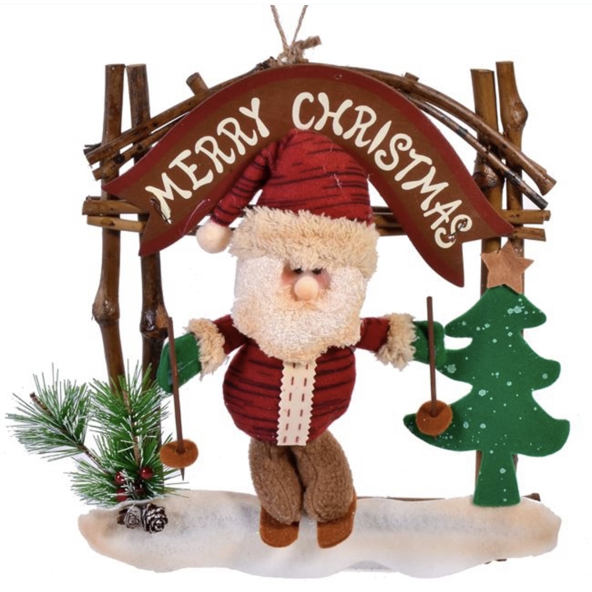 Coronita pentru usa cu Mos Craciun si bradut,25 x 30 cm