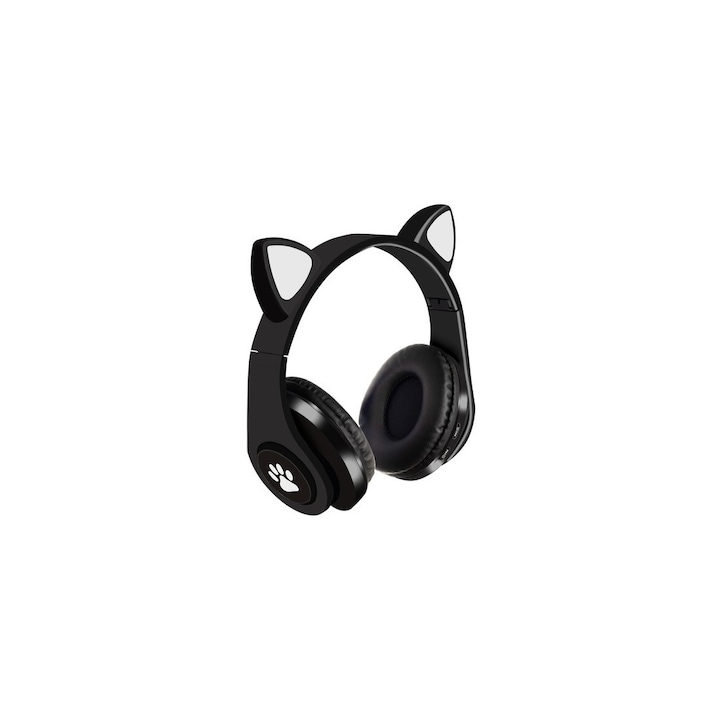 Безжични аудио слушалки Zola, Котешки уши, За деца, Черен