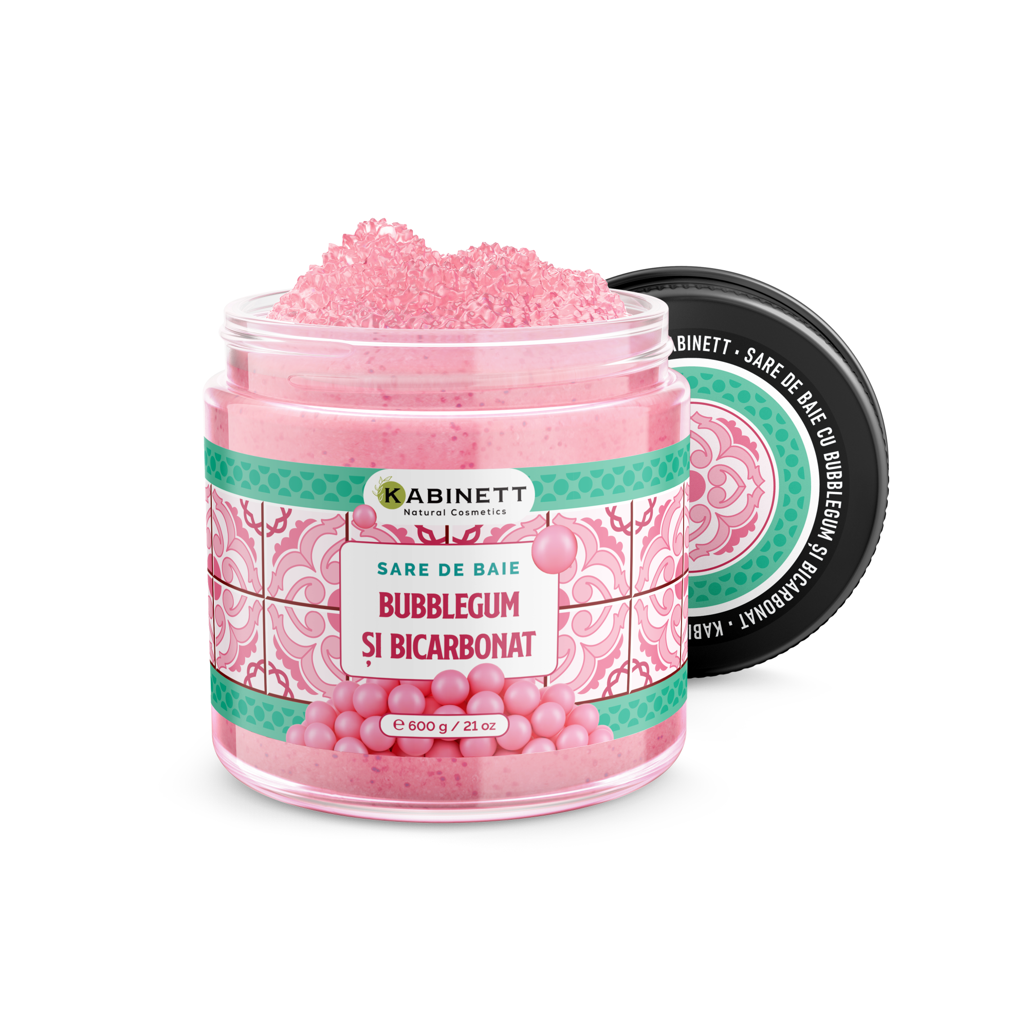 Sare de baie cu bubble gum si bicarbonat, Kabinett, 600gr