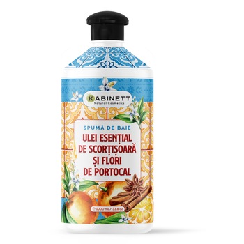 Spuma de baie cu ulei esential de scortisoara si flori de portocal , 1000 ml, Kabinett Spuma de baie cu ulei esential de scortisoara si flori de portocal , 1000 ml, Kabinett