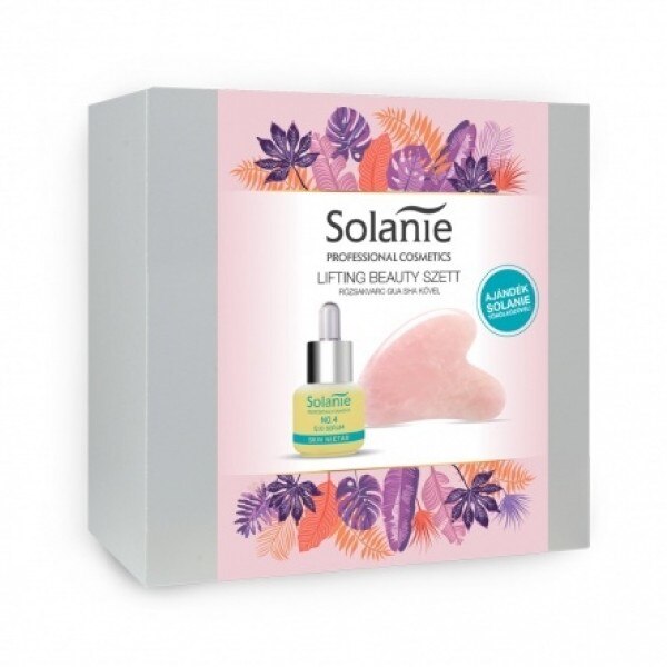 Set Lifting facial cu piatra de masaj Gua Sha cuart roz Solanie