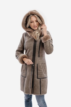 Palton din blana naturala, Gerali, model Carina, Cenusiu Palton din blana naturala, Gerali, model Carina, Cenusiu