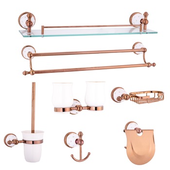 Set accesorii baie TRENDY'S, cu sapte piese , rose-gold Set accesorii baie TRENDY'S, cu sapte piese , rose-gold