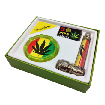 Set Dreamliner pipa metalica, grinder plastic si site metalice pentru pipa 340670 Set Dreamliner pipa metalica, grinder plastic si site metalice pentru pipa 340670