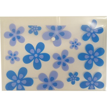 Mapa plastic A4 cu capsa, elemente florale, albastru, T2000 Mapa plastic A4 cu capsa, elemente florale, albastru, T2000