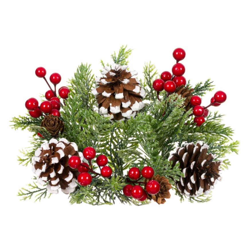 Decoratiune Craciun, Zola®, de pus lumanarea, conuri si fructe de padure, 24 cm