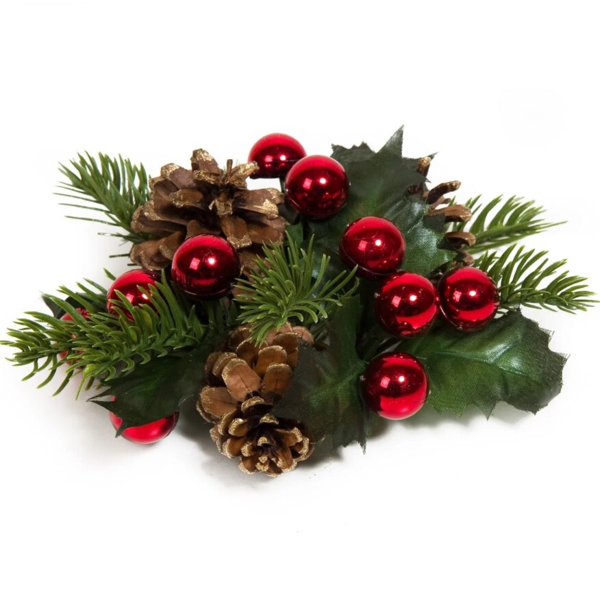 Decoratiune Craciun, Zola®, de pus lumanarea, cu bilute rosii, 19 cm