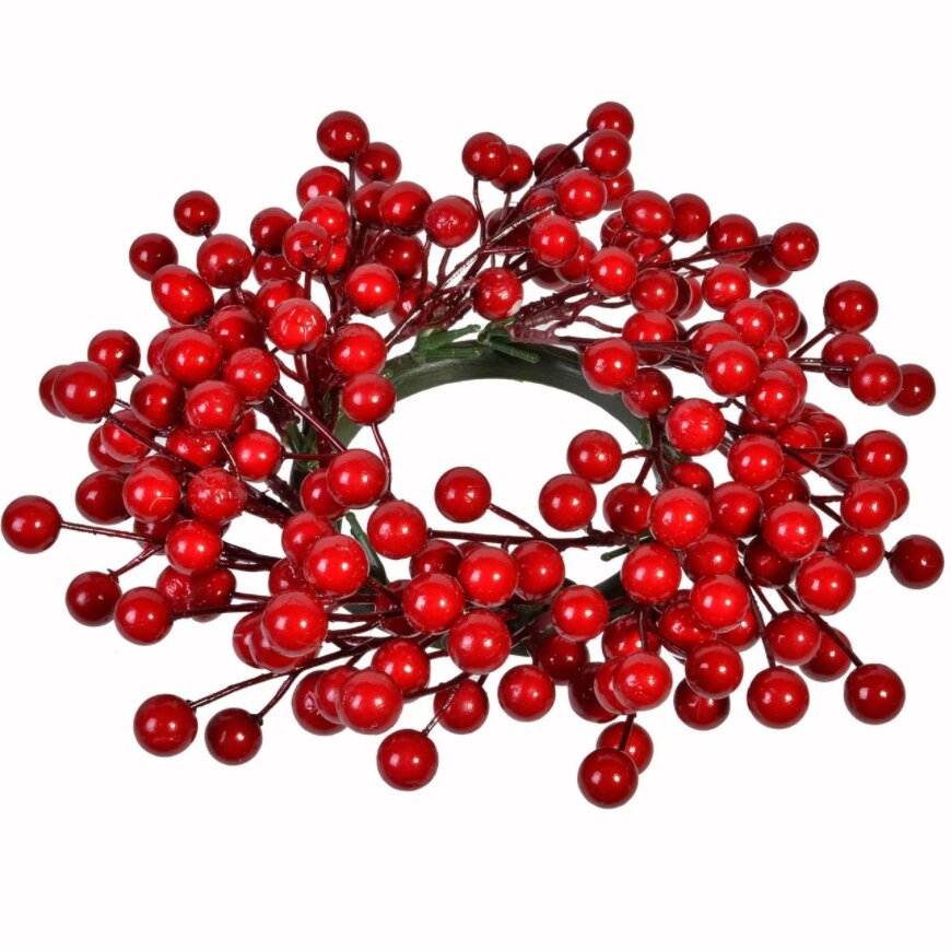 Decoratiune Craciun, Zola®, de pus lumanarea, model cu fructe rosii, 22 cm