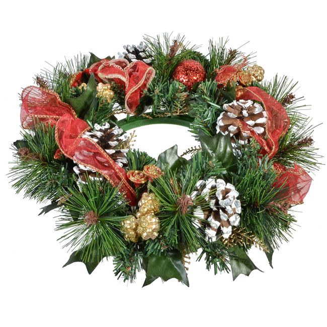Decoratiune Craciun, Zola®, de pus lumanarea, cu panglica rosie, 32 cm