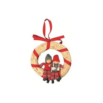 Coroana de sarbatori pentru usa, cu figurine simpatice tricotate, 19 cm Coroana de sarbatori pentru usa, cu figurine simpatice tricotate, 19 cm