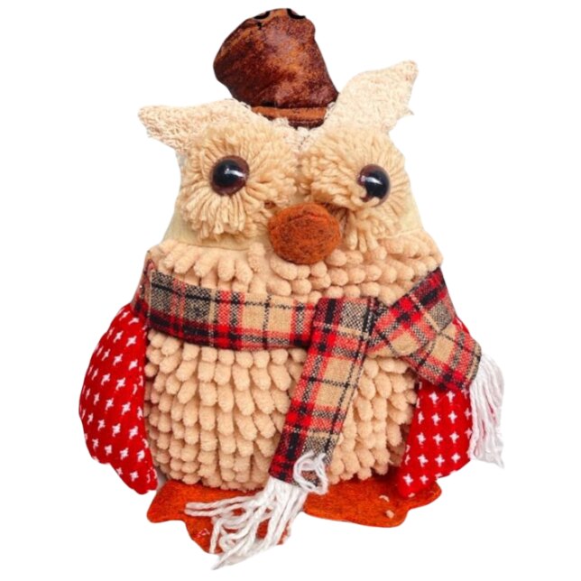 Decoratiun Craciun , Figurina Bufnita , cu Caciutita, 30 cm