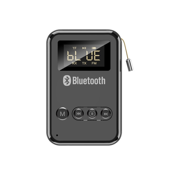 Mini Adaptor si Receptor Bluetooth, Transforma Orice Dispozitiv cu Fir intr-unul Wireless, Modulator FM, Slot Card TF, negru