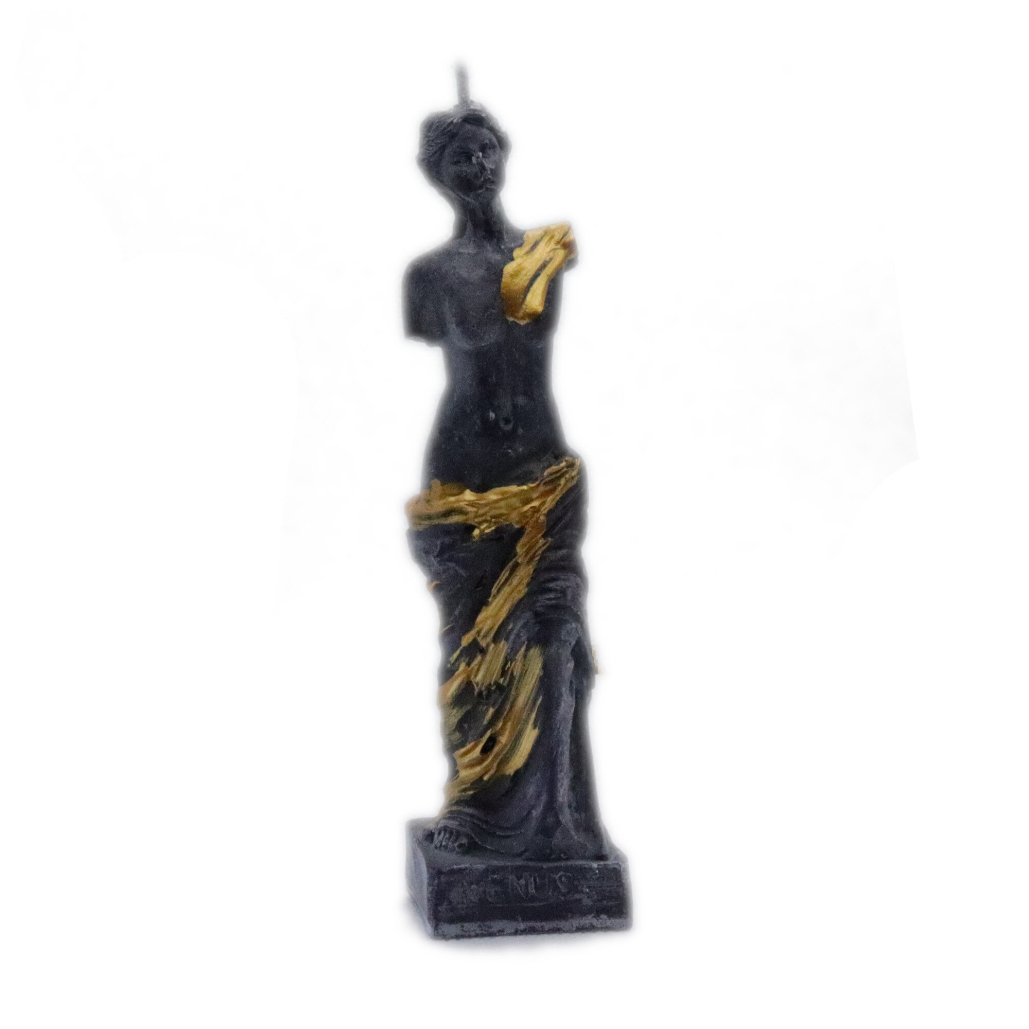 Lumanare stil statueta Venus albastru-auriu, handmade 16cm