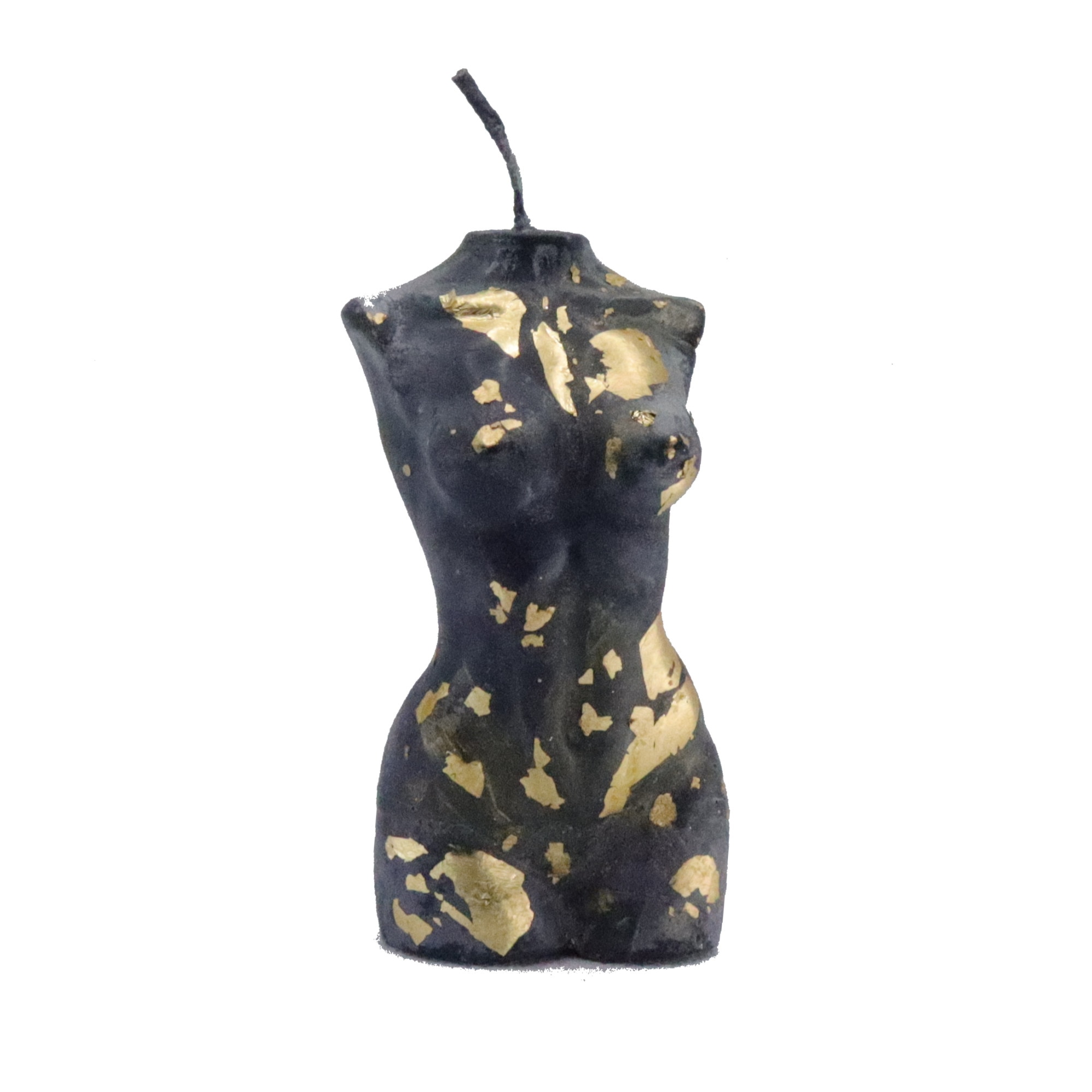 Lumanare stil statueta albastru-auriu, handmade 11cm