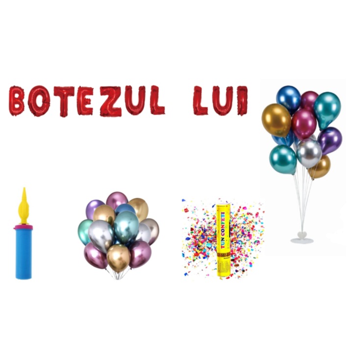 Keresztelő lufi szettje, tortalap, 71 db, piros