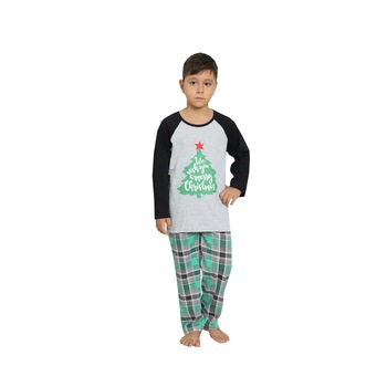 Pijamale baieti Serena Craciun, maneca lunga, pantaloni lungi, culoare gri cu bleumarin, imprimeu bradut, marimea 12-13 ani Pijamale baieti Serena Craciun, maneca lunga, pantaloni lungi, culoare gri cu bleumarin, imprimeu bradut, marimea 12-13 ani