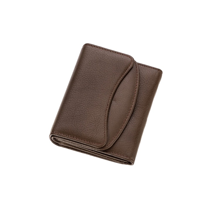 Дамски портфейл MoonCoffee, изработен от естествена кожа, Кафяв