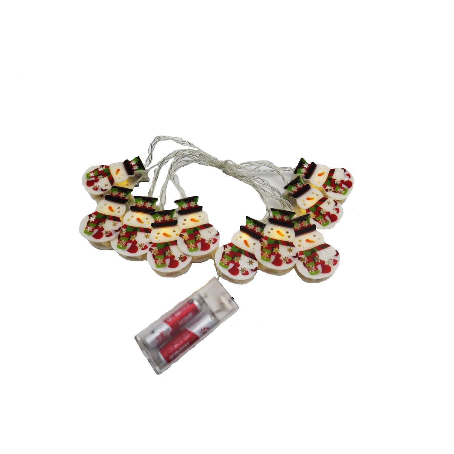 Instalatie de Craciun LED model om de zapada din plastic, cu baterii, fir transparent 30 cm, lumina alba calda