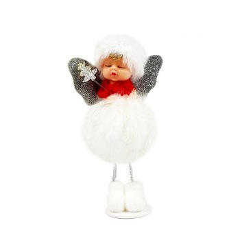 Ornament brad Craciun Ingeras Pene Alb Rosu 18cm Ornament brad Craciun Ingeras Pene Alb Rosu 18cm