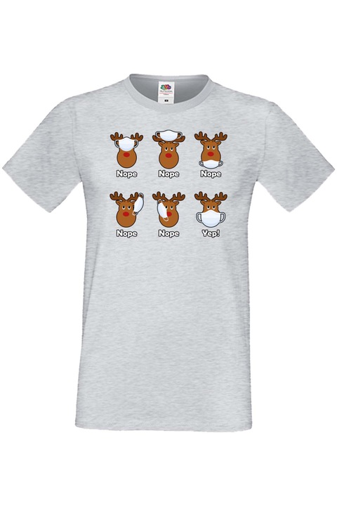 Férfi karácsonyi póló Mikulás újévi ajándék Szarvasmaszk, Szürke