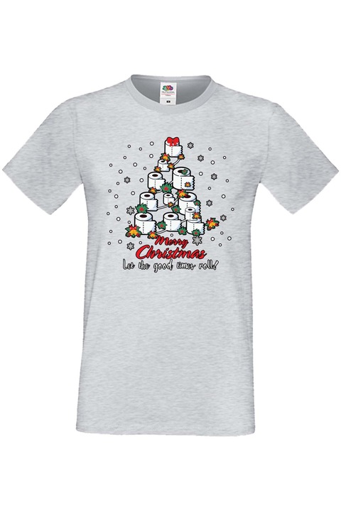 Férfi karácsonyi póló Mikulás Újévi Ünnepi Ajándék Boldog Karácsonyt Hagyja, hogy a Good Times Roll, Szürke