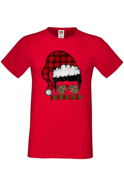Férfi karácsonyi póló Mikulás újévi ünnepi ajándék PapaClaus, Piros