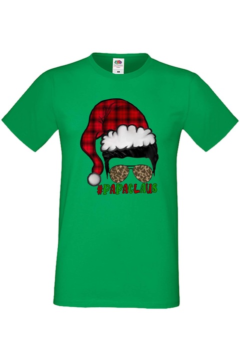 Férfi karácsonyi póló Mikulás újévi ünnepi ajándék PapaClaus, Zöld
